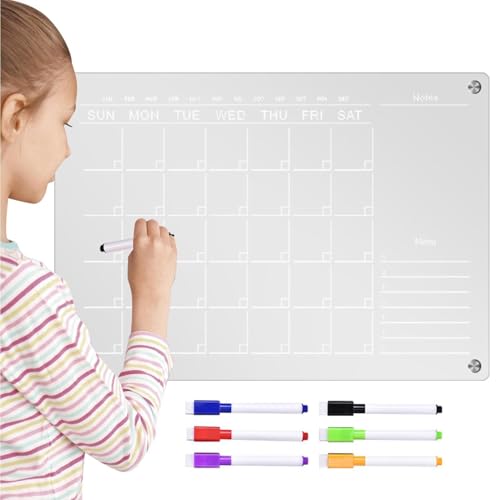Calendario semanal magnético, tablero de notas acrílico transparente borrable, planificador