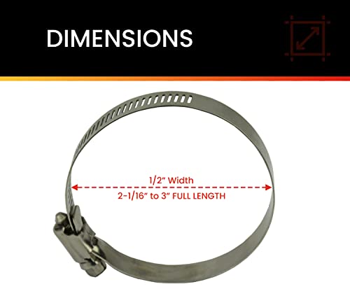 Pro Tie 33011 Sae Size 40 Range 2-1/16-Inch-3-Inch Regular Duty All Stainless Hose Clamp, 10-Pack #TOP1