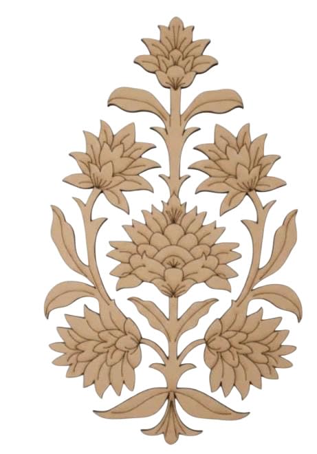 Mughal Floral Buta MDF Wood Cutout, Decorative Floral Wall Accent for DIY Painting Craft Furniture Decoration and Home Décor Projects-image-46