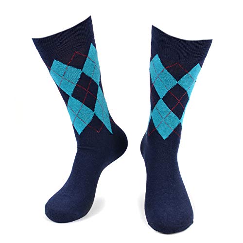 BG Premium Dress Socks for Men. Classic and Formal Apparel Patterned Socks, 3 Pair Set with a Gift Box - Turquoise Pattern4