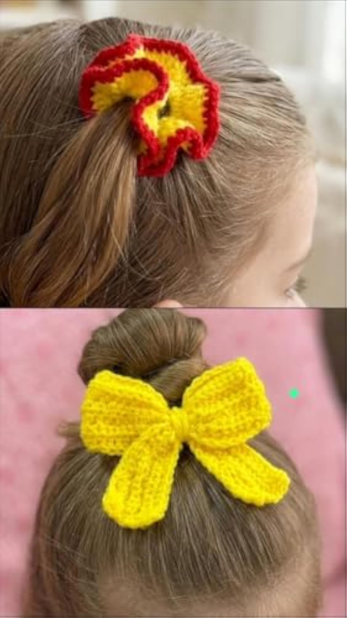 Handmade Crochet Bow Hair Ties, Set of 2