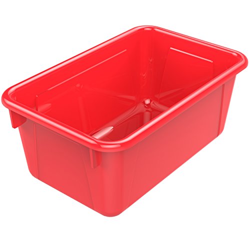 Image of Storex Small Cubby Bins, Pack of 5, 12.2 x 7.8 x 5.1 Inches, Red (62415U05C)