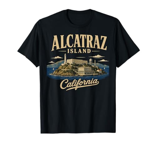 Vintage Travel Poster Alcatraz Island Design T-Shirt