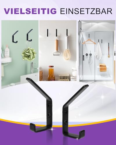 Haliya 8 Stück Haken für Akustikpaneele, Garderobenhaken für Akustikpaneele Kleiderhaken, Doppelter Kleiderhaken für Akupanel, Akustikpaneele Haken mit Kratzschutz, Korrosionsbeständig, Schwarz, 13mm