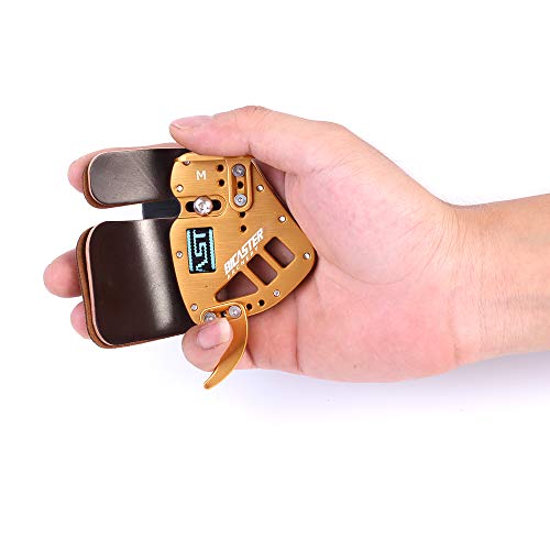 Bicaster Archery Finger Tab Guard Protection Genuine Leather + Aluminum For Tradition Bow Hunting Shooting Arrow (Gold, Medium) #TOP1