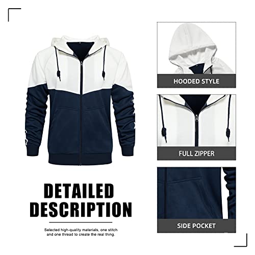 Manluodanni Men's Sweatsuit Zipper Jacket Drawstring Waistband Tracksuit, 95 Navy-2Xl #TOP3