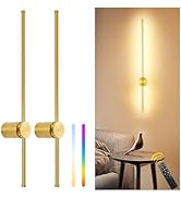 23.6 Inch Battery Operated Wall Sconces Set of Two, 12000mAh Rechargeable Wall Sconce with Remote...