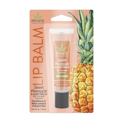 Image of Hempz SPF 15 Lip Balm, Sweet Pineapple & Honey Melon Herbal Soothing Lip Care, for Men or Women .44 oz.