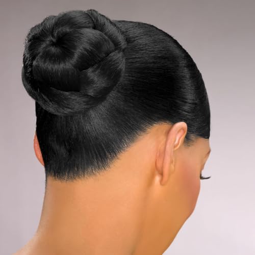 Dome F Hairpiece Color 1 Black - Foxy Silver Wigs Wider Braid Chignon Comb Attachment Updo Style Hairpiece Extension Synthetic Black Grey Womens Bundle MaxWigs Hairloss Booklet