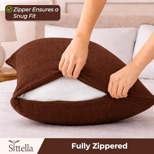 Image of SITTELLA Waterproof Pillow Protector 28x18 Inches 200 GSM with Zipper (Pack of 4) - Soft Cotton Pillow Cover, Dust Mite Proof & Anti-Allergic Pillow Protector Cover (Brown)
