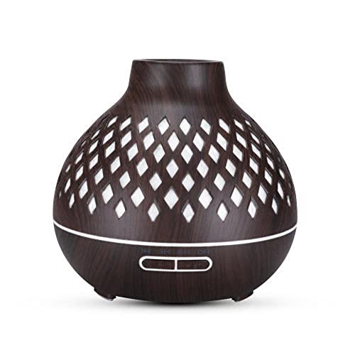 Lámpara De Aroma De Vidrio Humidificador De Lámpara De Aromaterapia Colorido Hueco De Grano De Madera 400Ml, Control Rem Cover