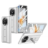  KVIBEO Antichoc Coque pour Huawei Mate X3, Charnière Protection Coque Supporte La Charge sans Fil Adsorption Magnétique Housse,Argent