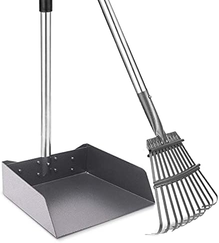 Snagle Paw Pooper Scooper for Large Dogs, Adjustable Long Handle Metal Tray and Rake Poop Scooper for Dogs with Bin for Pet Waste Removal, No Bending Clean Up Pooper Scooper for Medium and Large Dogs