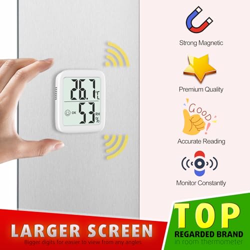 Antonki 2 Stück Thermometer Hygrometer Innen Raumthermometer, Digital Temperatur und luftfeuchtigkeitsmesser innen für Gewächshaus, Wohnzimmer, Babyzimmer, Weinkeller- Inklusive Batterie