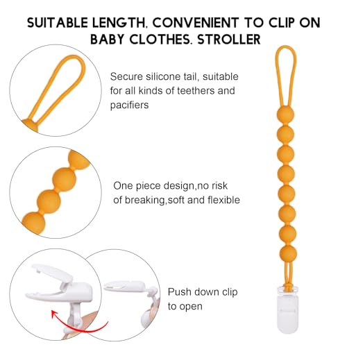 Image of Baby Food Grade Silicone Carrier Vehicle Teether Toy with Pacifier Clip Holder,Teething Toys Gift Set for 3 Months+ Boys and Girls,Freezer Safe,BPA Free.(School Bus)