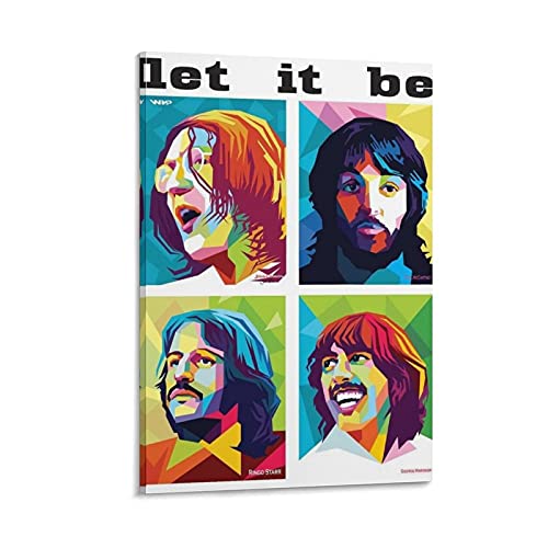 QWDAS Poster mural sur toile The Beatles Rock Band – 30 x 45 cm - Les Beatles, Paul McCartney, John Lennon, RIngo Starr, George Harrison QWDAS Poster mural sur toile The Beatles Rock Band - 30 x 45 cm