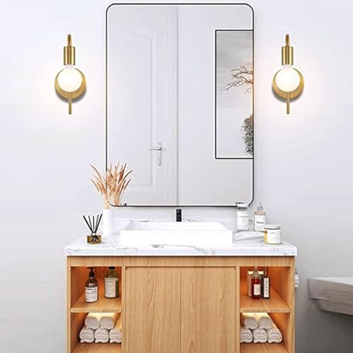 Aplique de pared moderno para eliminar sombras en el tocador del baño con dos lámparas E27 oro 3