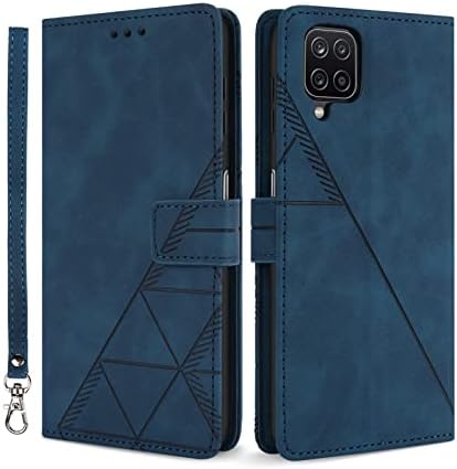 Togestar for Samsung S22 Case, [Vivid Geomatrical Pattern PU Leather] [Wrist Strap] Magnetic Closure Flip Wallet Case Card Slots Kickstand Full Protection Shockproof Case,Green