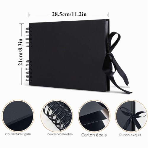 Ltstor homebrew album photo 80 pages album de scrapbooking noir pour collage avec des autocollants et d'autres accessoires pour cadeaux commémoratifs, cadeaux de Saint - Valentin et plus – vue 3