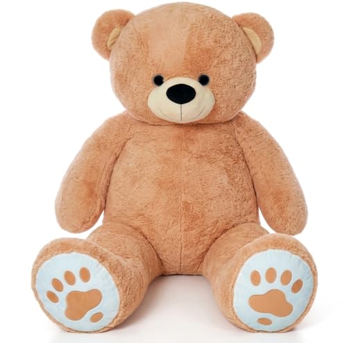 Image of Inky Ponky Stuffs Honey Hugs 3 Feet Giant Brown Teddy Bear | Ultra Soft High-Pile Plush Fur | Cute Big Size Cuddle Toy with Embroidered Paw Prints | Birthday, Anniversary & Romantic Gift
