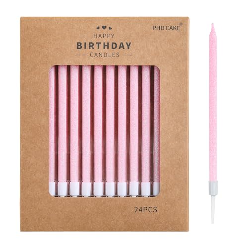 PHD CAKE Iridescent Pink Long Thin Metallic Birthday Candles Cake Candles Birthday Parties Wedding Decorations Party Candles