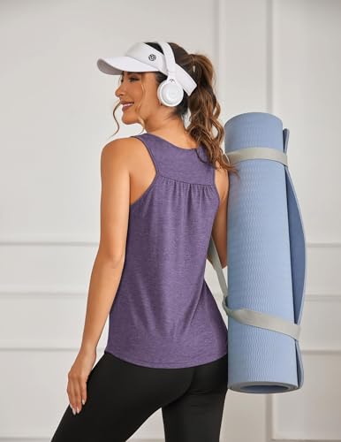 PINSPARK Camiseta Deportiva Sin Mangas para Mujer, Camisetas Sin Mangas para Entrenamiento, Espalda Cruzada, Camisetas Ligeras, Camiseta para Correr De Verano, Paquete de 2
