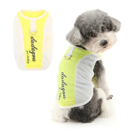 Ranphy Camiseta deportiva de malla suave para mascotas con protección solar para perros pequeños y cachorros, camiseta sin mangas con anillo de correa, transpirable, ropa de verano, ropa de gato