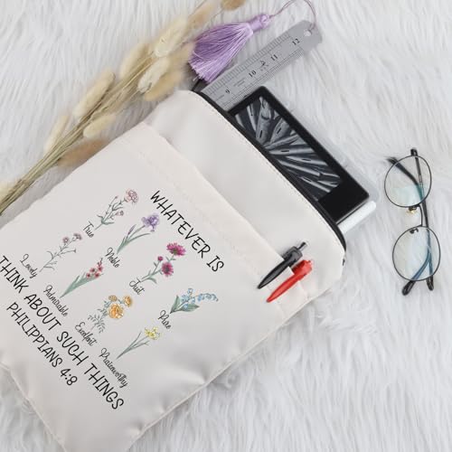 PLITI Christian Book Sleeve Religious Gift Bible Verse Gift Gift Floral Bible Gift Philippians 4:8 Gift for Book Lover (Philippians 4:8 BSU) - Image 4