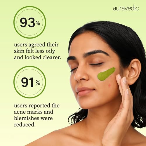 Image of Auravedic Face Pack For Acne And Dark Spots 100 G Clay Mask For Oily Acne Prone Skin Face Pack For Women With Tea Tree Oil Azelaic Acid Chamomile Gotu Kola Niacinamide And Hyaluronic Acid
