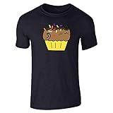Pop Threads Cupcake Cartoon Funny Cat Meme Graphic Tee T-Shirt for Men Black M