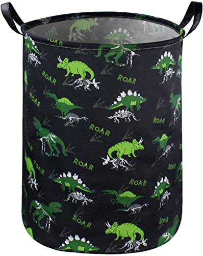 Image of ESSME Kids Hamper,Dinosaur Laundry Hamper Collapsible Canvas Dinosaur Storage Basket for Boys Room Decor, Nursery Hamper,Gift Baskets,Home Organizer(Dinosaur laundry hamper)
