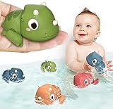 【Adorable Juguetes de Baño】(6 piezas) -Los divertidos juegos de juguetes para la piscina, incluyen 6 lindos dinosaurios (Tiranosaurio Triceratops (verde, azul, rosa)). Vamos, el equipo de dinosaurios de su bebé está listo para ir