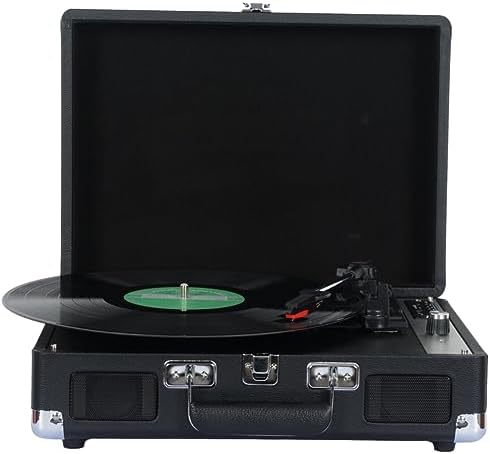 Tocadiscos Retro Portátil Con Altavoces Estéreo Integrados, Bluetooth 4.2, Salida USB Para Digitalizar Vinilos, Diseño Vintage Con Madera – Color Caoba
