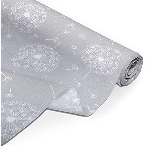 Amilian Baumwollstoff Meterware, Stoffe, Stoffreste, Stoffpaket: ca. 160 cm x 200 cm, zum Nähen, für Patchwork 100% Baumwolle DIY Baumwollstoff, Baumwolltuch, Nähstoffe, Pusteblume Grau Cover
