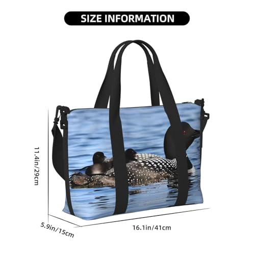 Large Duffel Bag for Men Women, Cute Carry On Tote for Travel, Gym, Weekend Use, Printed Loon Birds, 19.7" x 10.2" x 13.3"4
