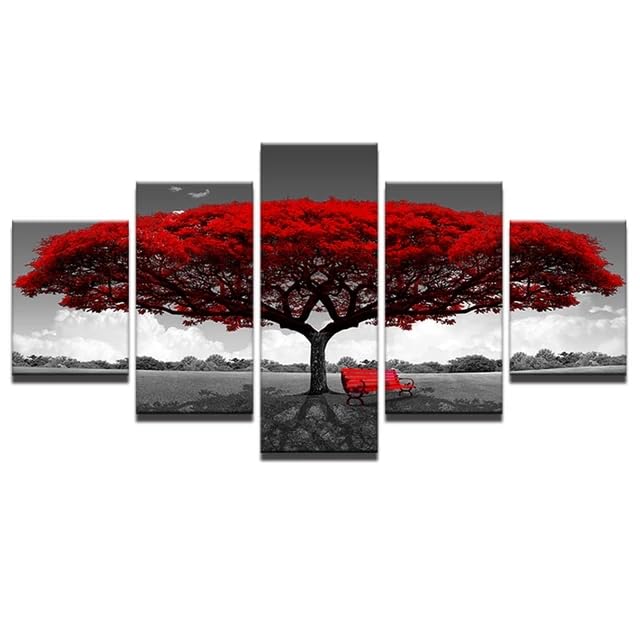 Peinture sur toile paysage grands arbres impression haute définition