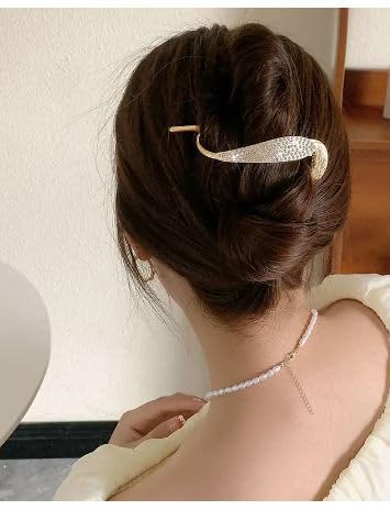 Gospice Luxury 1 Pcs Hair Banana Clip for women,Rhinestone Metal Banana clip,Beautiful Hair bun Accessories, lovely hair Barrettes, bun clip Girls/Kids Festival/Casual Wears/Gifts (Twist) (B0CXNC589Q) Amazon Price History, Amazon Price Tracker