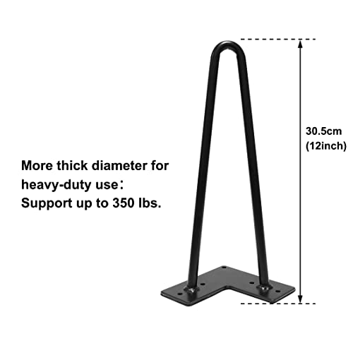 Signstek 12 Inch Metal Hairpin Table Legs, Replacement Furniture Pin Legs Set Of 4 For Diy Coffee Tables, Modern Desks, Night Stands, Etc With Heavy Duty Iron And Mid-Century Industrial Design, Black #TOP2