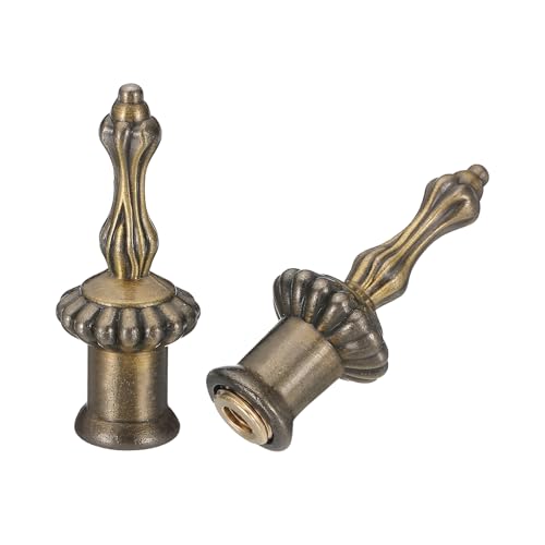 Image of PATIKIL 20x52mm Lamp Shade Finial, 2 Pcs Lamp Finials Caps Knob M10x1mm Threaded Zinc Alloy Solid Lamp Finial Decoration for Lamp Shade Table Floor Lamps, Green Brass Tone