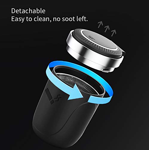 Car Ashtray With Lid Smell Proof, Car Cigarette Ashtray With Lid And Light,Stainless Metal Material, Easy To Clean, 1Pcs Black Ashtray + 1Pcs Cleaning Brush #TOP5