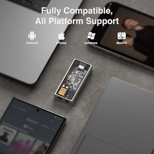 Image of Questyle M15C Headphone Amplifier Portable USB DAC Amps 32Bit /384kHz DSD256 Decoder with 4.4mm and 3.5mm Dual Outputs High Resolution Lossless for Smartphones /PC /Laptops