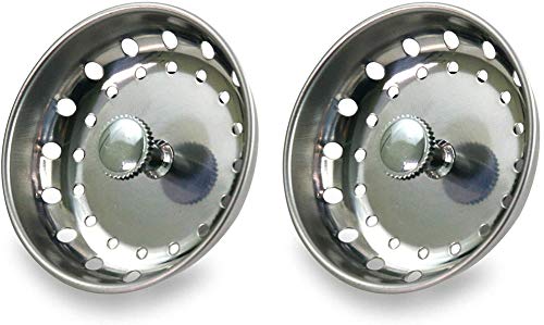 Highcraft 97333 Kitchen Sink Basket Strainer Replacement for Standard Drains (3-1/2 Inch) Chrome Plated Stainless Steel Body with Rubber Stopper, 3.25