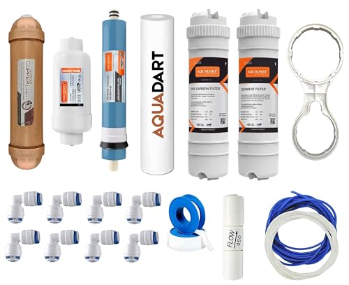 Image of AquaDart Ro Water Purifier Filter Set with 80 GPD RO Membrane with Membrane Housing All Accessories Suitable for All RO