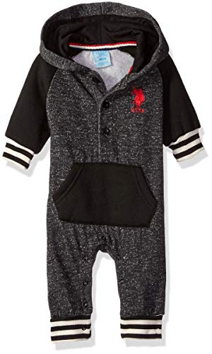 U.S. Polo Assn. Baby Boy's Jumpsuit Pants, Embro Center Back Black, 3-6 Months