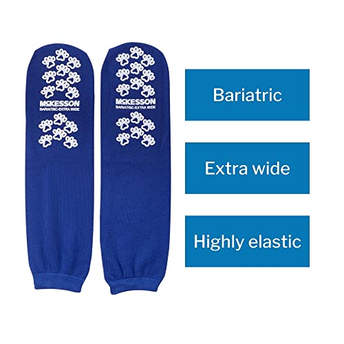 McKesson Adult Bariatric Slipper Socks Non-Skid & Slip Sole Blue - 1 Pair2