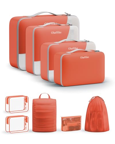 Image of 9 Set Packing Cubes for Travel, Gifts for Women Mom,Anti-Tearing Suitcase Organizer,OlarHike Vacation Essentials & Accessories for Cruise Ship