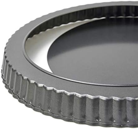 LUUFAN Non-Stick Quiche Pan Tart Pan with Loose Bottom, Round Fluted Flan Tin (28cm/11inch)