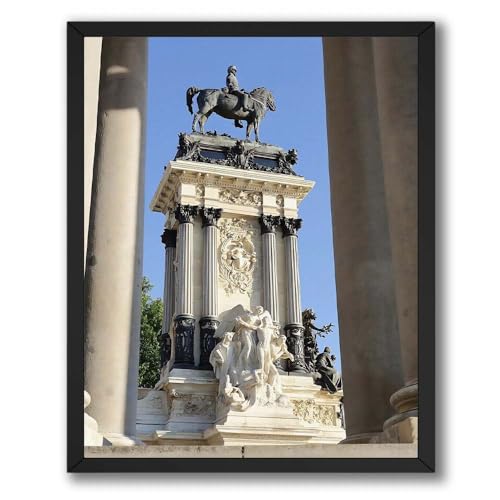InkFlow Posters Alfonso XII Monument Sunrise Canvas Poster - Peaceful Madrid Wall Art, Scenic European City Landmark Illustration Print - 24x32 ROLLED CANVAS Print