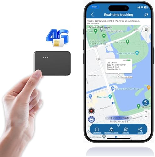 TKMARS 4G Mini-GPS-Tracker GPS Tracker mit SIM Karte mit Mehreren Alarmen,Langer Lebensdauer,Stark Magnetisch und Wasserdicht