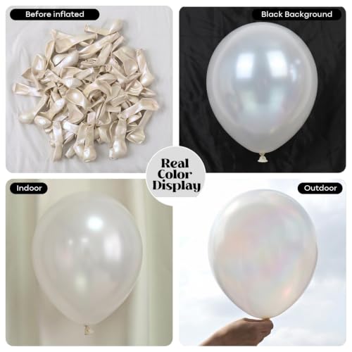 Image of Togvu Pearl White Balloons 50Pack 12 Inch Pearl Latex Party Balloons